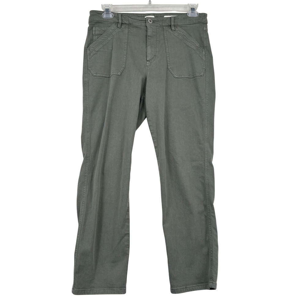 J Jill Jeans Size 12 Olive Green High Rise Straight Leg Pants Utility Stretch